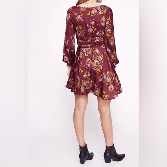 FREE PROPLE morning light purple floral satin mini dress 10 - Picture 4 of 14